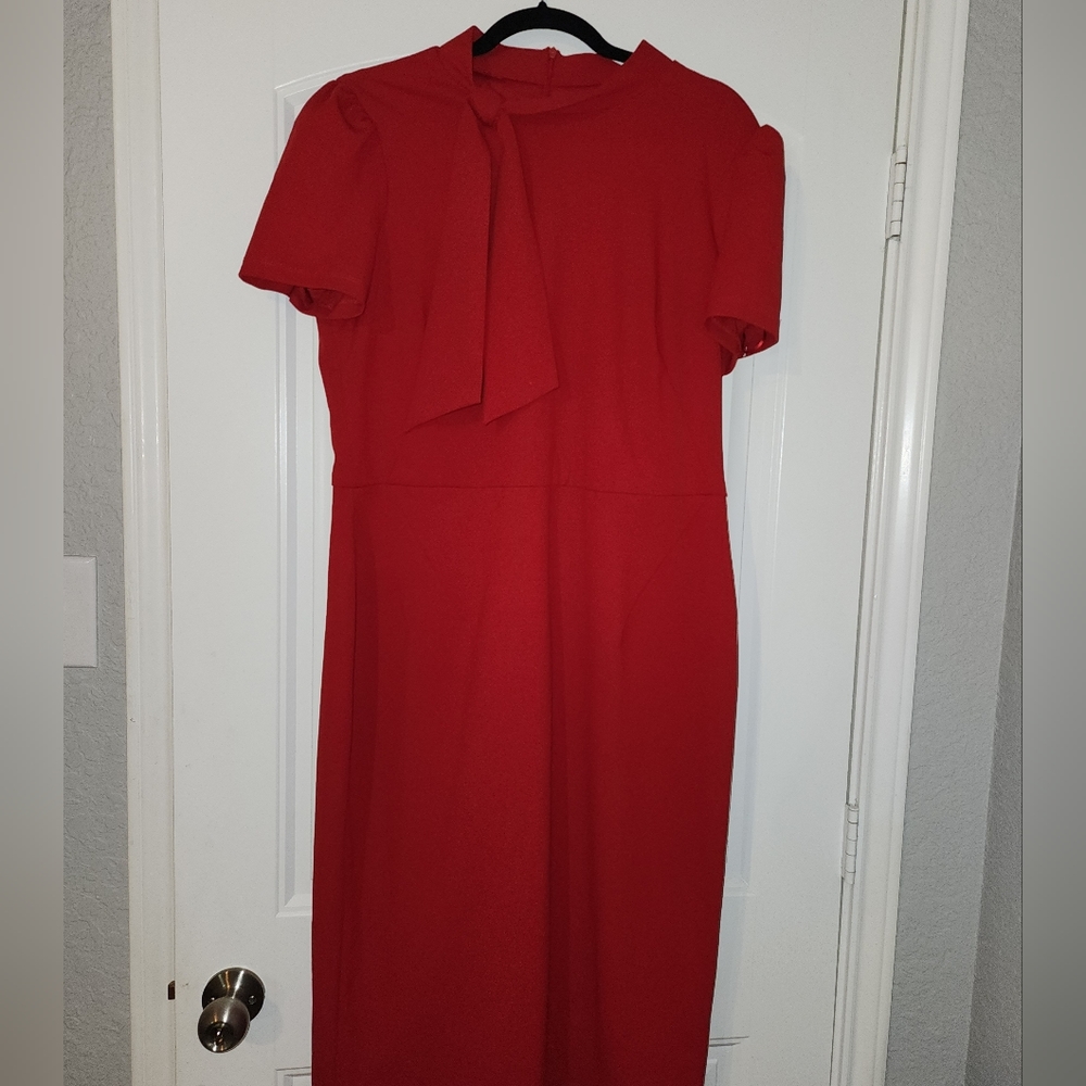 Liz Claiborne red tie collar dress